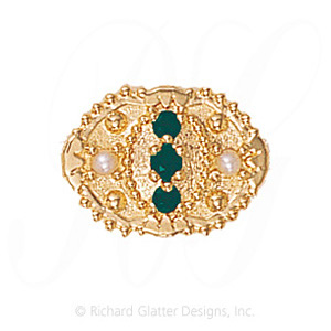 GS380 E/E/PL - 14 Karat Gold Slide with Emerald center and Emerald and Pearl accents 